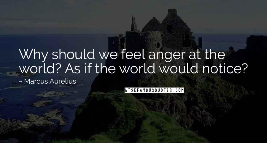 Marcus Aurelius Quotes: Why should we feel anger at the world? As if the world would notice?