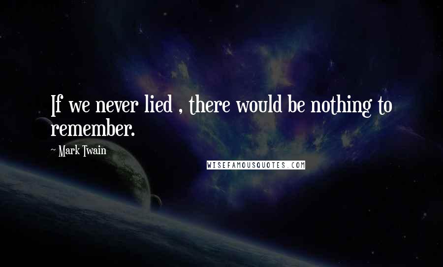 Mark Twain Quotes: If we never lied , there would be nothing to remember.