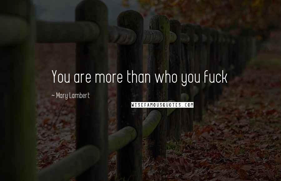 Mary Lambert Quotes: You are more than who you fuck