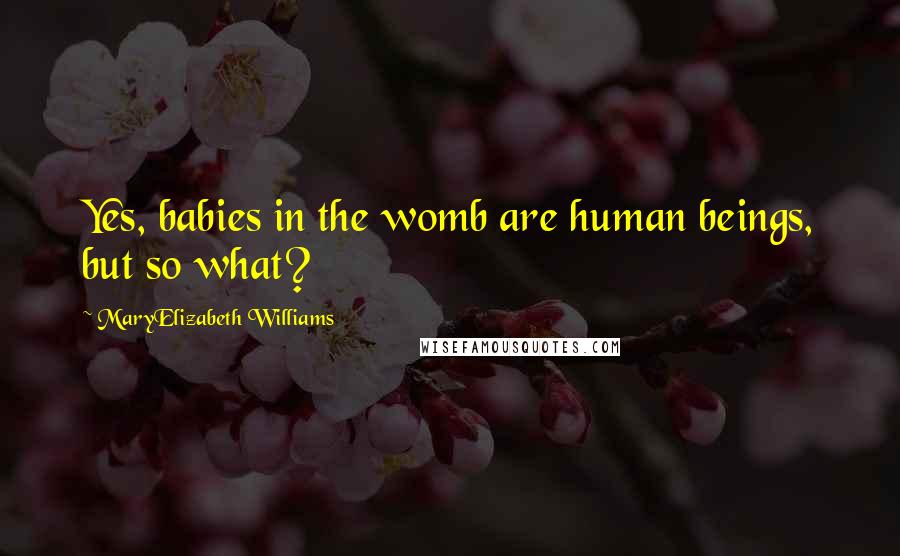 MaryElizabeth Williams Quotes: Yes, babies in the womb are human beings, but so what?