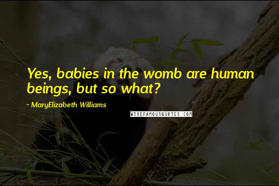 MaryElizabeth Williams Quotes: Yes, babies in the womb are human beings, but so what?