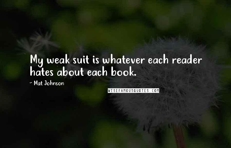 Mat Johnson Quotes: My weak suit is whatever each reader hates about each book.