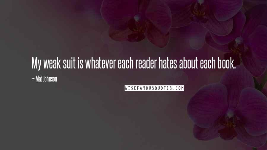 Mat Johnson Quotes: My weak suit is whatever each reader hates about each book.