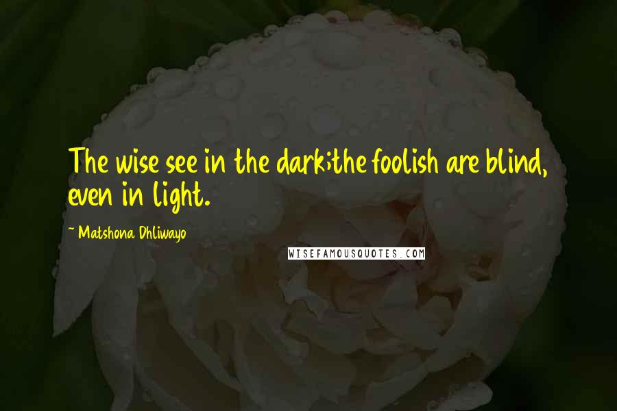 Matshona Dhliwayo Quotes: The wise see in the dark;the foolish are blind, even in light.