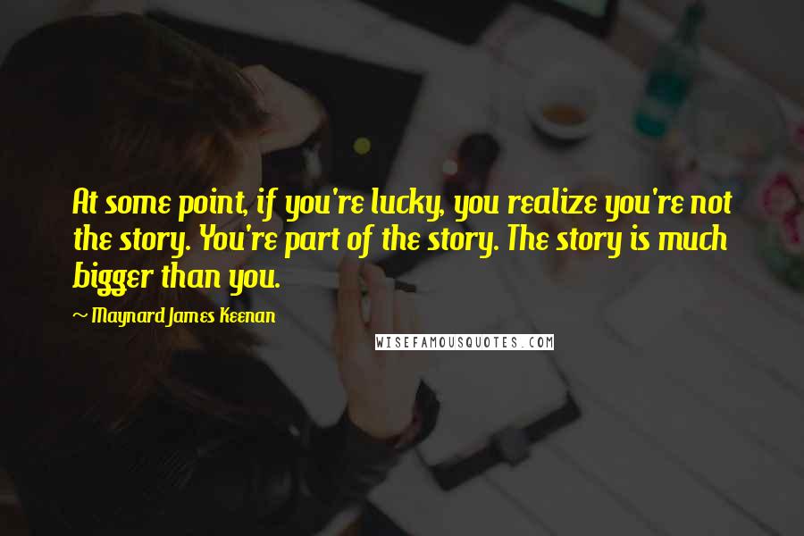 Maynard James Keenan Quotes: At some point, if you're lucky, you realize you're not the story. You're part of the story. The story is much bigger than you.