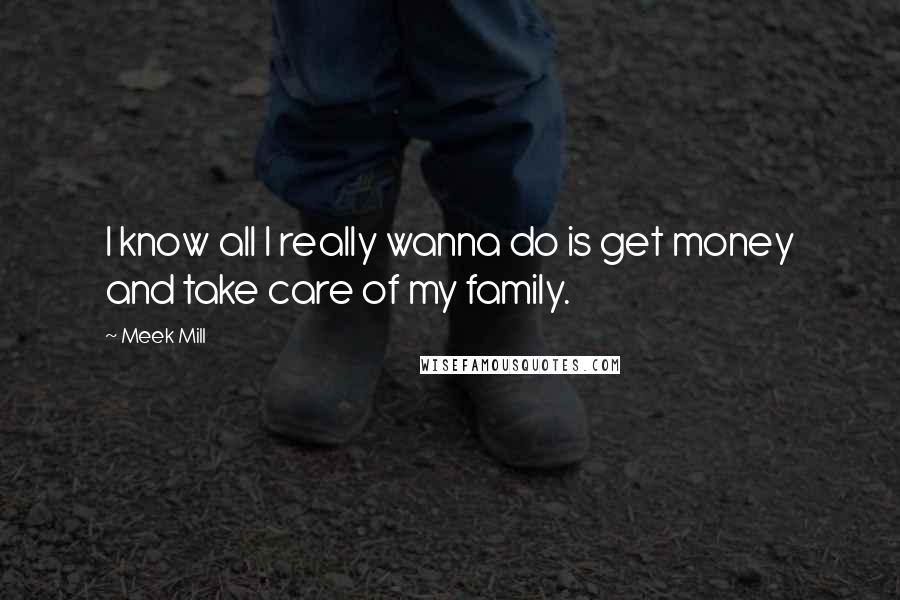 Meek Mill Quotes: I know all I really wanna do is get money and take care of my family.