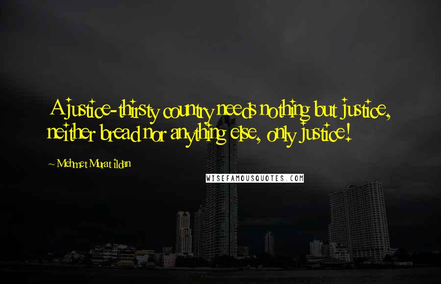 Mehmet Murat Ildan Quotes: A justice-thirsty country needs nothing but justice, neither bread nor anything else, only justice!