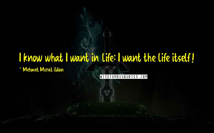 Mehmet Murat Ildan Quotes: I know what I want in life: I want the life itself!