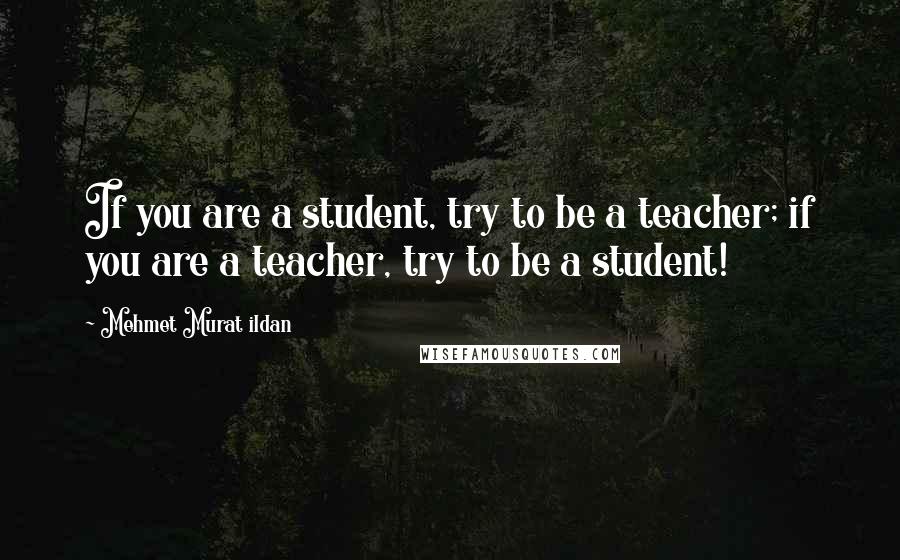 Mehmet Murat Ildan Quotes: If you are a student, try to be a teacher; if you are a teacher, try to be a student!