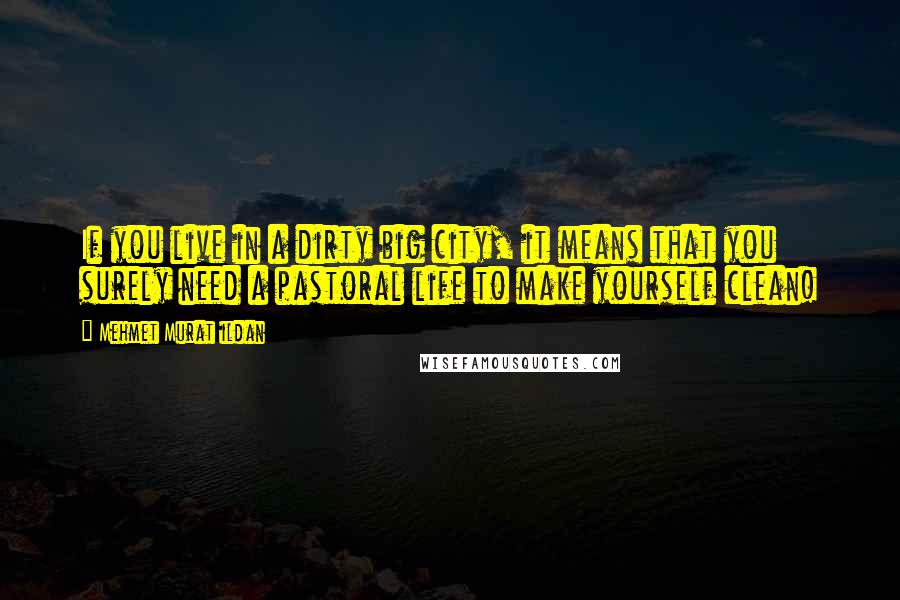 Mehmet Murat Ildan Quotes: If you live in a dirty big city, it means that you surely need a pastoral life to make yourself clean!