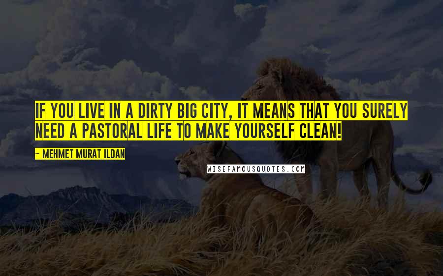 Mehmet Murat Ildan Quotes: If you live in a dirty big city, it means that you surely need a pastoral life to make yourself clean!