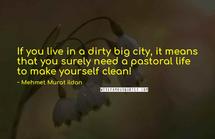 Mehmet Murat Ildan Quotes: If you live in a dirty big city, it means that you surely need a pastoral life to make yourself clean!