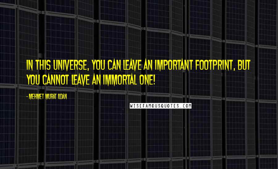 Mehmet Murat Ildan Quotes: In this universe, you can leave an important footprint, but you cannot leave an immortal one!