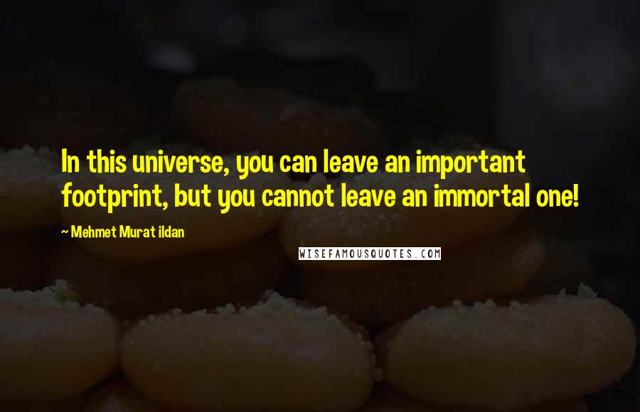 Mehmet Murat Ildan Quotes: In this universe, you can leave an important footprint, but you cannot leave an immortal one!