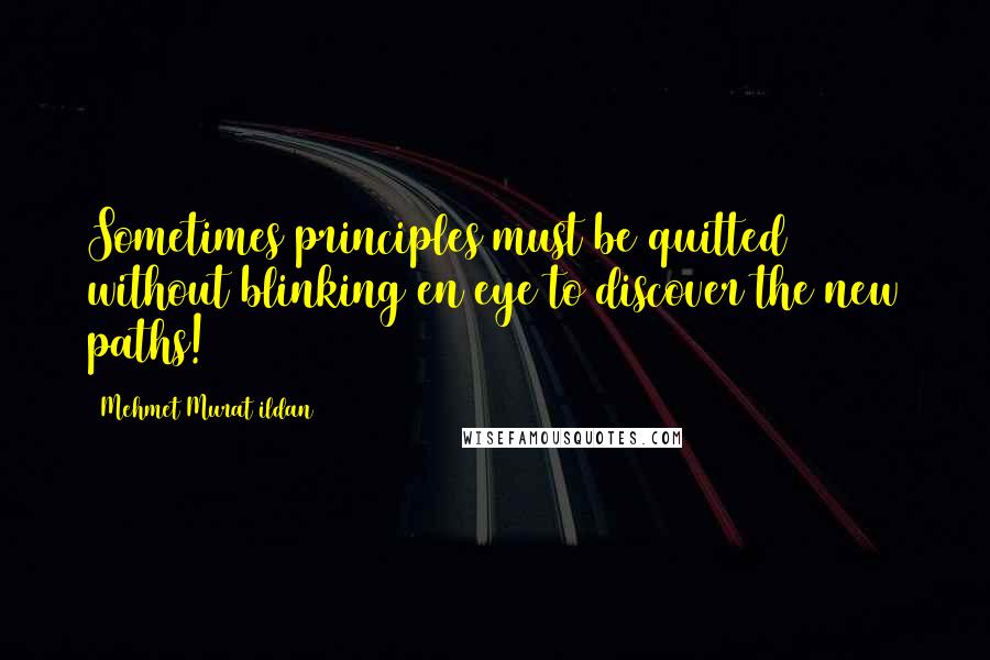 Mehmet Murat Ildan Quotes: Sometimes principles must be quitted without blinking en eye to discover the new paths!