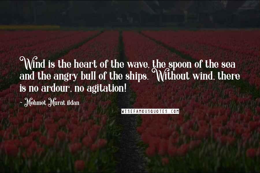 Mehmet Murat Ildan Quotes: Wind is the heart of the wave, the spoon of the sea and the angry bull of the ships. Without wind, there is no ardour, no agitation!