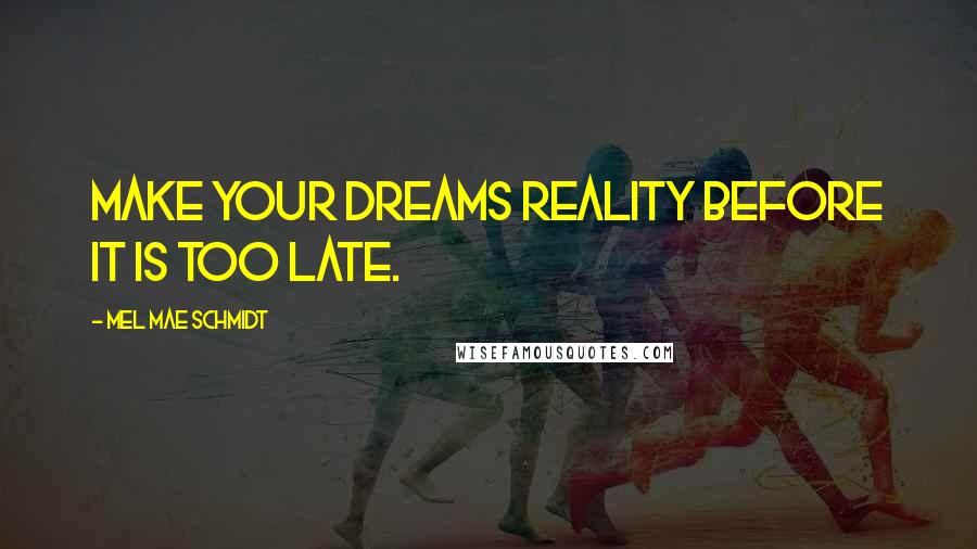 Mel Mae Schmidt Quotes: Make your dreams reality before it is too late.