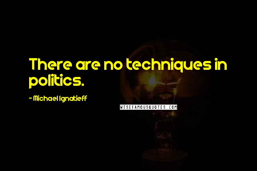 Michael Ignatieff Quotes: There are no techniques in politics.