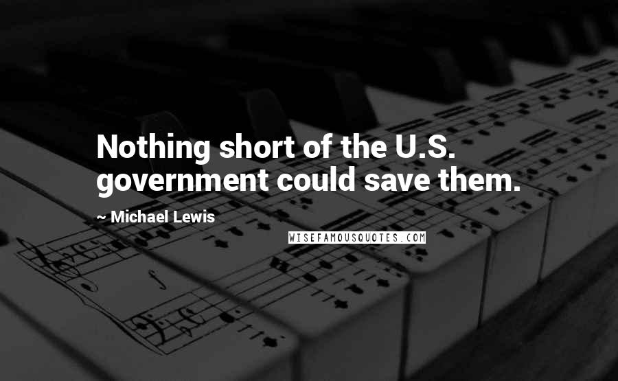 Michael Lewis Quotes: Nothing short of the U.S. government could save them.