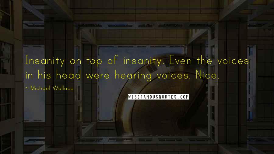 Michael Wallace Quotes: Insanity on top of insanity. Even the voices in his head were hearing voices. Nice.