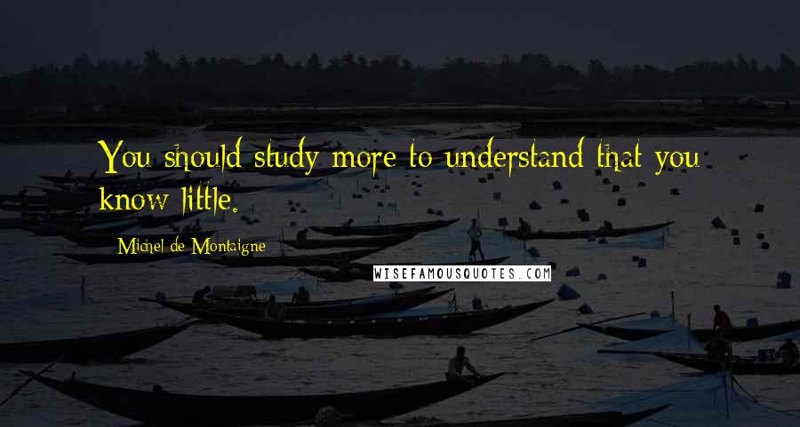 Michel De Montaigne Quotes: You should study more to understand that you know little.