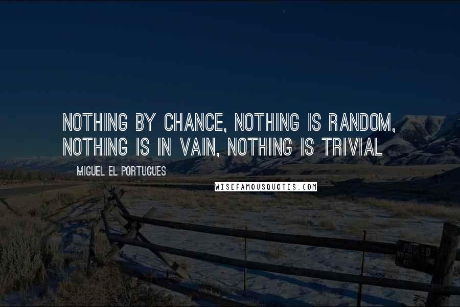 Miguel El Portugues Quotes: Nothing by chance, nothing is random, nothing is in vain, nothing is trivial