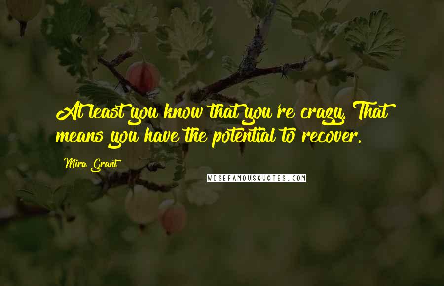 Mira Grant Quotes: At least you know that you're crazy. That means you have the potential to recover.