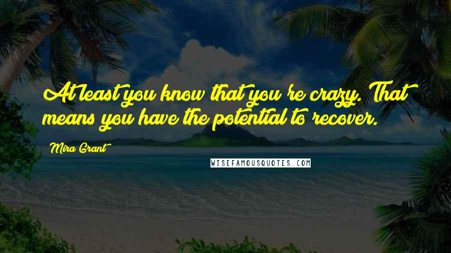 Mira Grant Quotes: At least you know that you're crazy. That means you have the potential to recover.