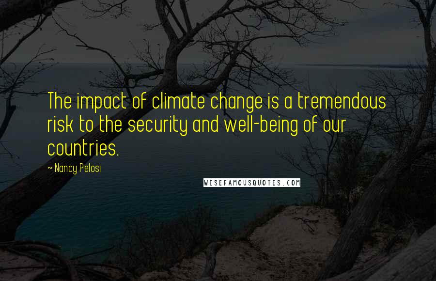 Nancy Pelosi Quotes: The impact of climate change is a tremendous risk to the security and well-being of our countries.