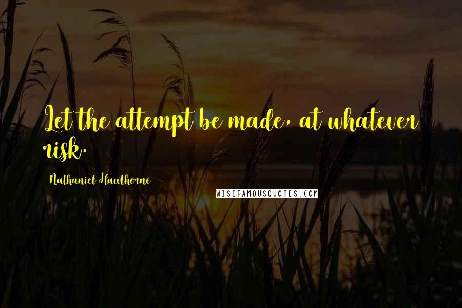 Nathaniel Hawthorne Quotes: Let the attempt be made, at whatever risk.