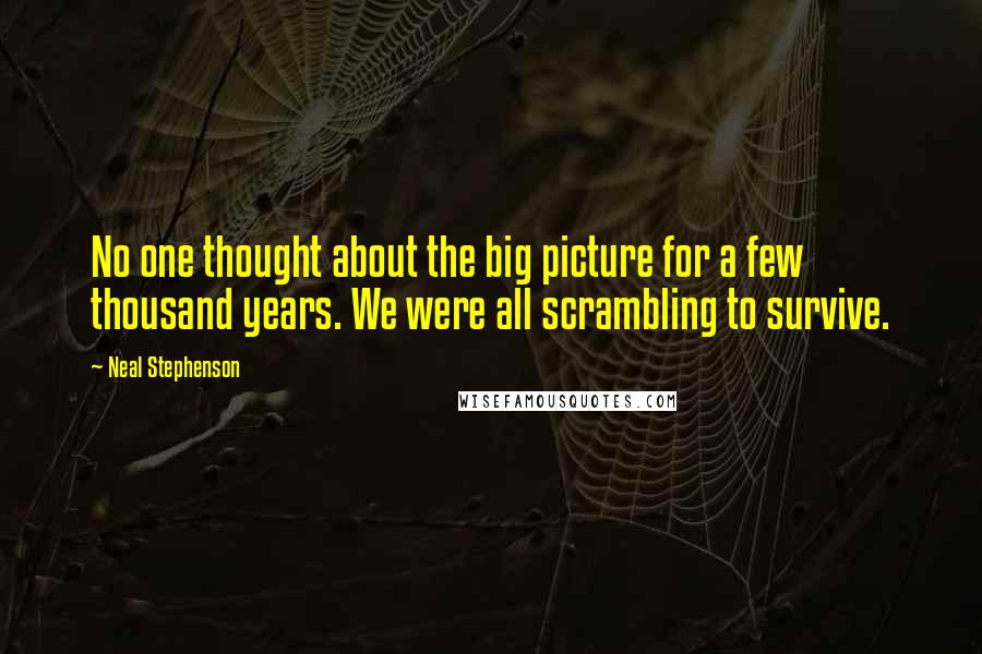 Neal Stephenson Quotes: No one thought about the big picture for a few thousand years. We were all scrambling to survive.