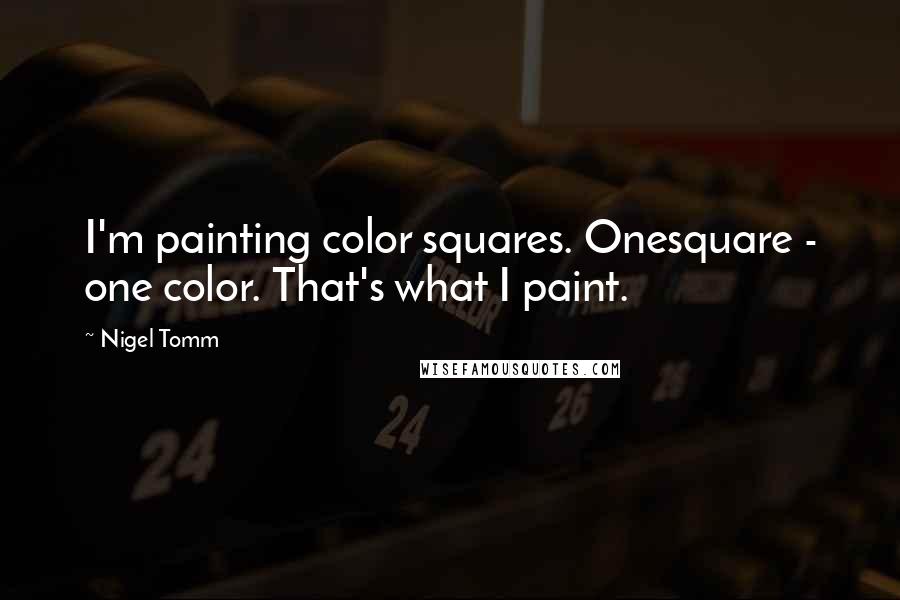 Nigel Tomm Quotes: I'm painting color squares. Onesquare - one color. That's what I paint.