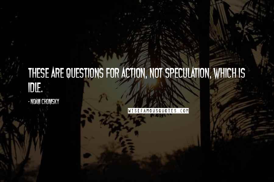 Noam Chomsky Quotes: These are questions for action, not speculation, which is idle.