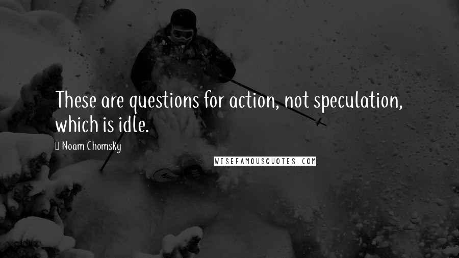 Noam Chomsky Quotes: These are questions for action, not speculation, which is idle.