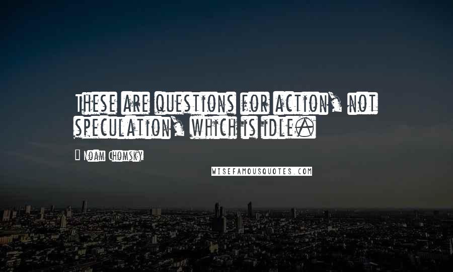 Noam Chomsky Quotes: These are questions for action, not speculation, which is idle.