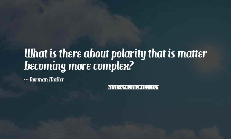 Norman Mailer Quotes: What is there about polarity that is matter becoming more complex?