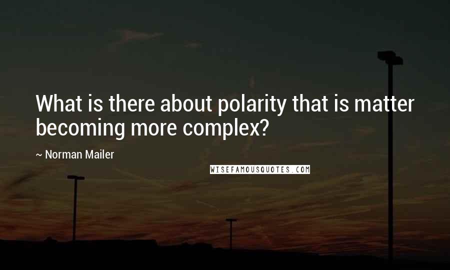 Norman Mailer Quotes: What is there about polarity that is matter becoming more complex?