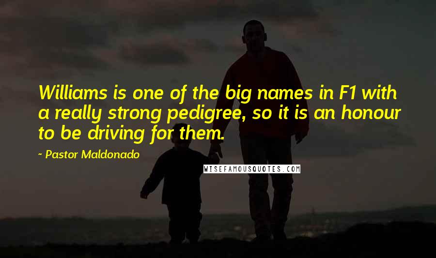 Pastor Maldonado Quotes: Williams is one of the big names in F1 with a really strong pedigree, so it is an honour to be driving for them.