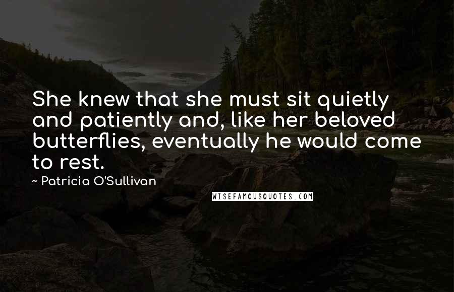 Patricia O'Sullivan Quotes: She knew that she must sit quietly and patiently and, like her beloved butterflies, eventually he would come to rest.