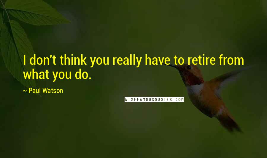 Paul Watson Quotes: I don't think you really have to retire from what you do.