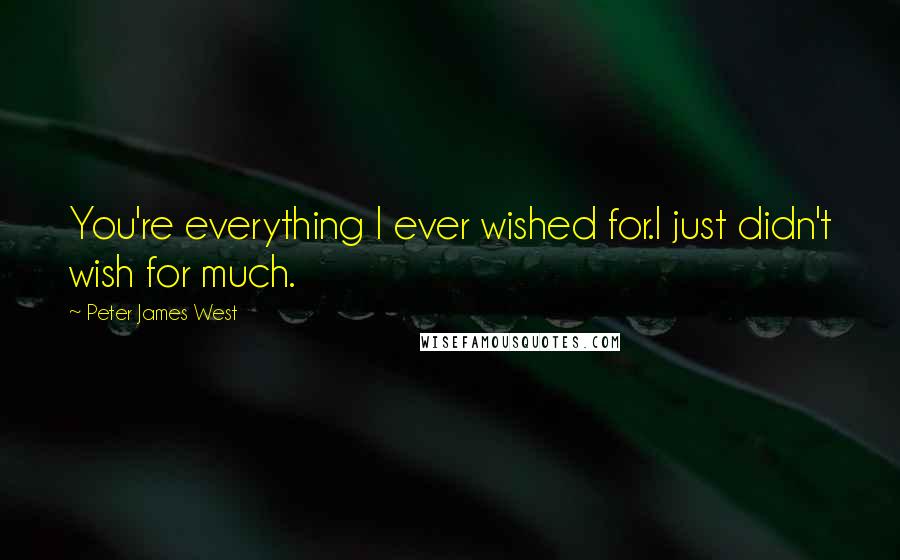 Peter James West Quotes: You're everything I ever wished for.I just didn't wish for much.