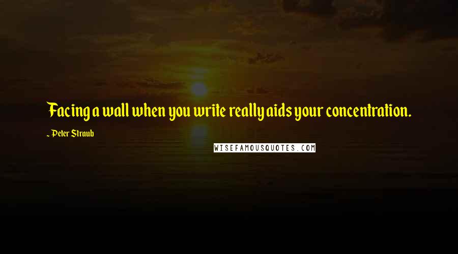 Peter Straub Quotes: Facing a wall when you write really aids your concentration.