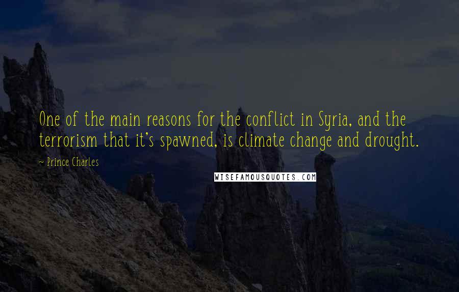 Prince Charles Quotes: One of the main reasons for the conflict in Syria, and the terrorism that it's spawned, is climate change and drought.