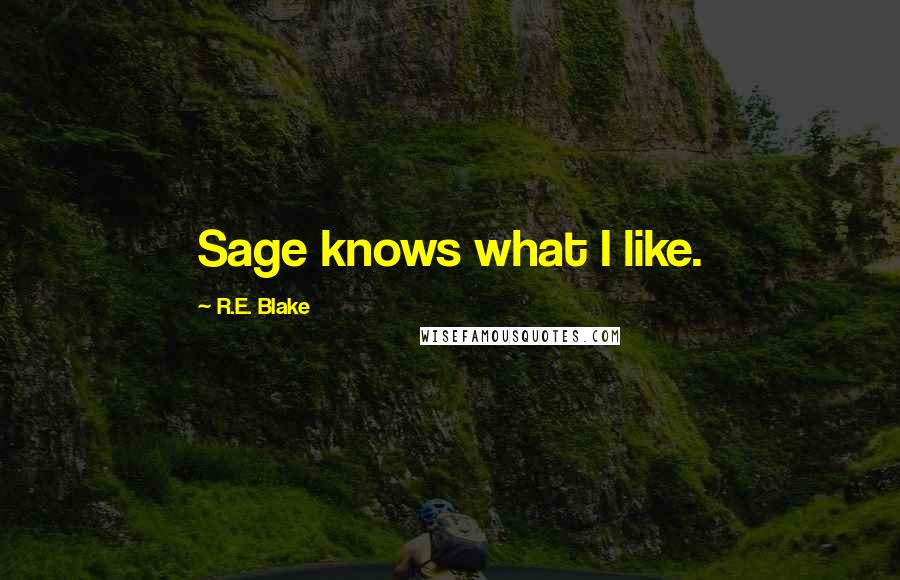 R.E. Blake Quotes: Sage knows what I like.