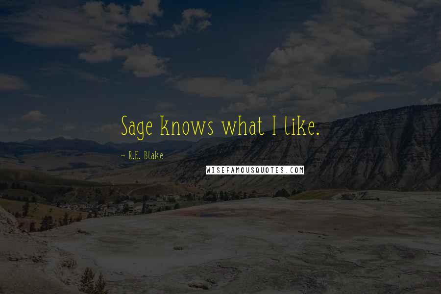 R.E. Blake Quotes: Sage knows what I like.