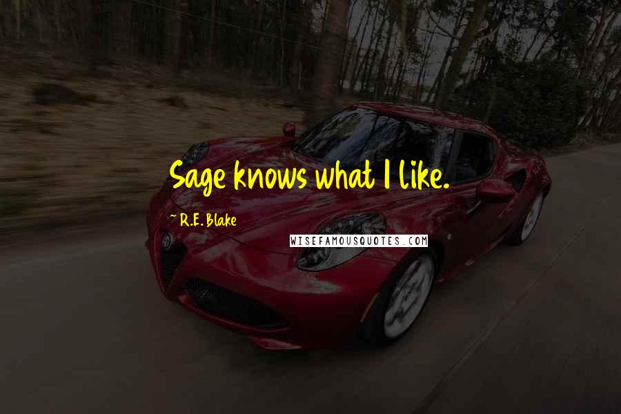 R.E. Blake Quotes: Sage knows what I like.