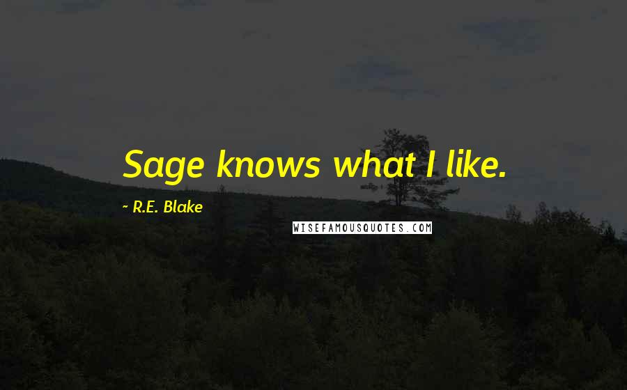 R.E. Blake Quotes: Sage knows what I like.