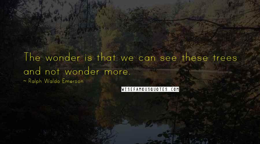 Ralph Waldo Emerson Quotes: The wonder is that we can see these trees and not wonder more.