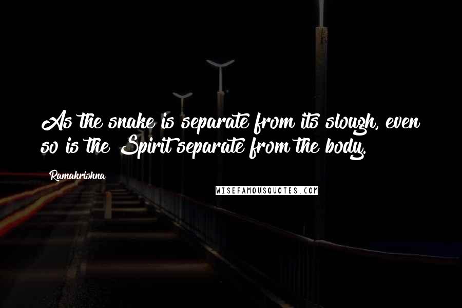 Ramakrishna Quotes: As the snake is separate from its slough, even so is the Spirit separate from the body.