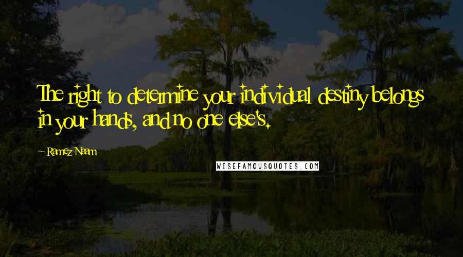 Ramez Naam Quotes: The right to determine your individual destiny belongs in your hands, and no one else's.